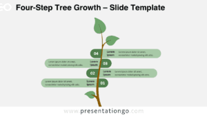 Four-step tree layout with light background, showing sequential growth phases in a natural style for Google Slides and PowerPoint.