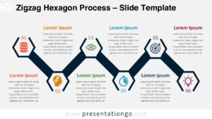 Editable zigzag hexagon process with light background for PowerPoint and Google Slides, perfect for presenting sequential steps.