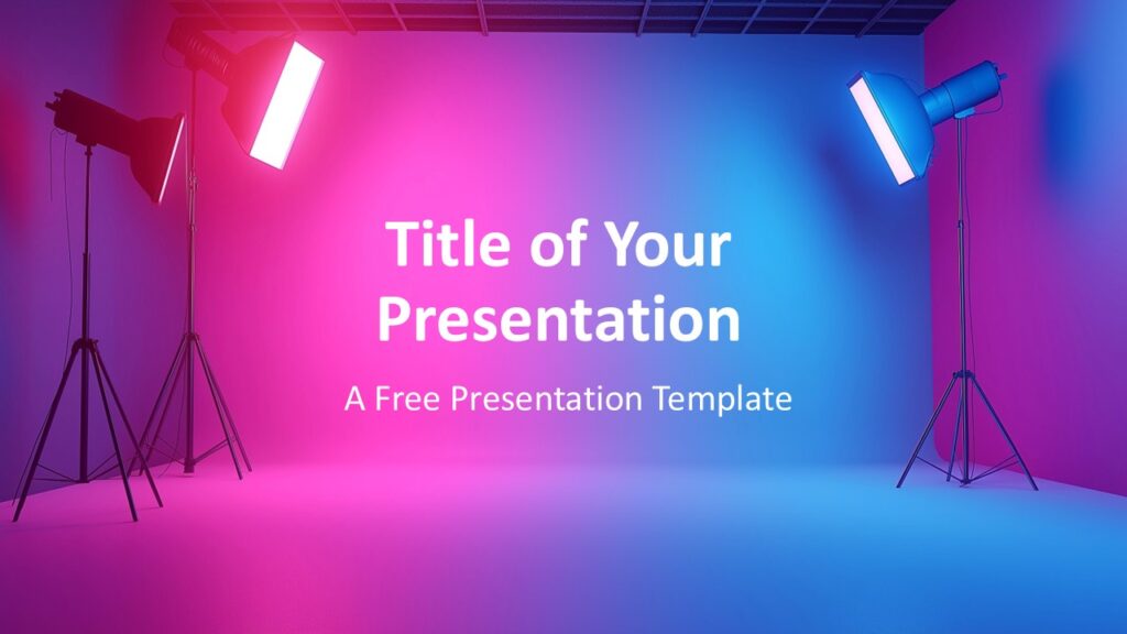 Cover slide with vivid magenta and cyan lighting and bold white text for PowerPoint and Google Slides presentations.