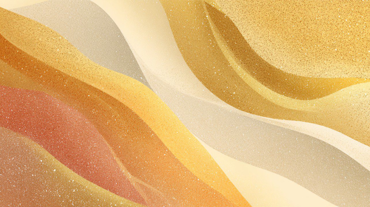 Flowing abstract waves in golden, orange, and cream tones with a glitter texture, perfect for elegant and creative backgrounds.