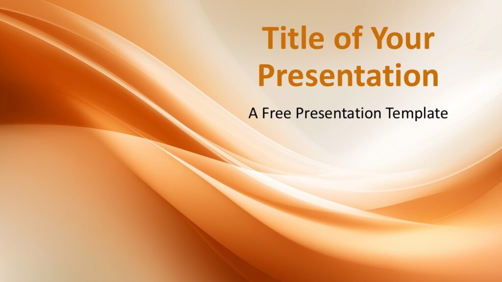 Title slide for PowerPoint and Google Slides with a flowing orange wave background, right-aligned text, and space for a subtitle.