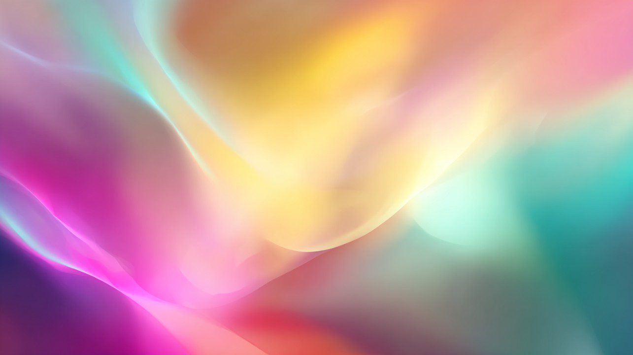 Abstract smooth background with flowing gradients of soft pastel colors including pink, yellow, teal, and purple.