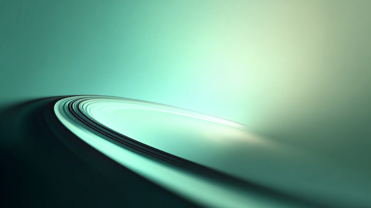 Abstract curved light blue-green gradient background with soft lighting and fluid motion effect for tech and design visuals.