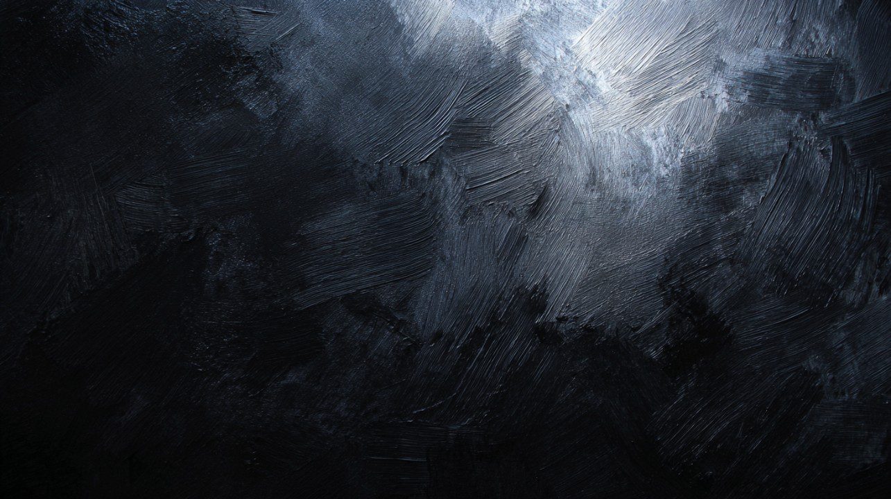 Dark brushes background texture with rich brush strokes and subtle light highlights creating a dramatic artistic effect.
