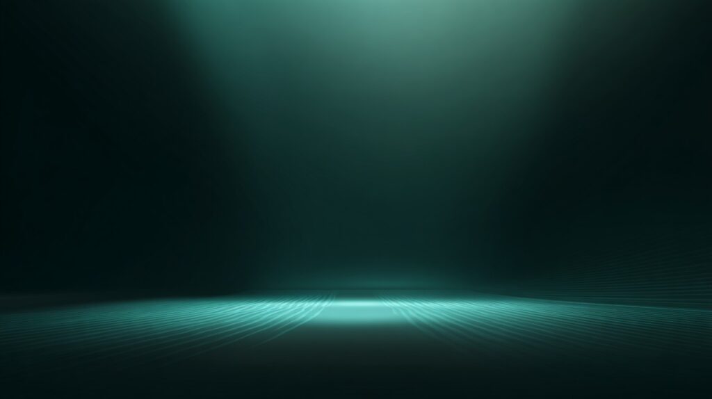 A dark green abstract background with glowing light streaks and a soft spotlight effect, ideal for modern tech or business design.