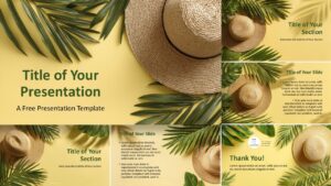 This Hello Sunshine Template for PowerPoint and Google Slides features six editable widescreen slides with a tropical design.