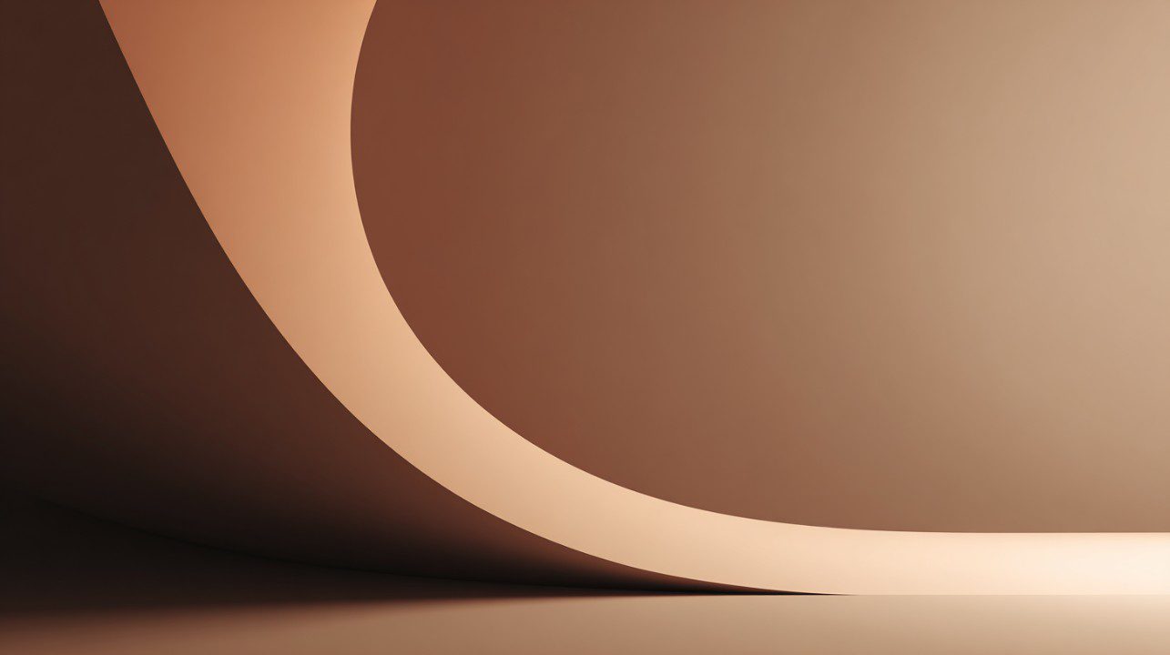 A minimalist abstract background in brown tones featuring soft curves and elegant lighting, ideal for branding or creative design.