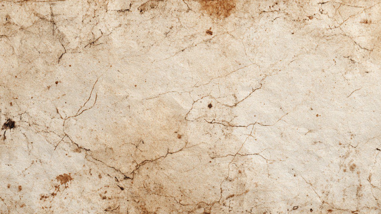 A high-resolution vintage aged paper texture with natural stains, cracks, and weathered details in warm brown and beige tones.