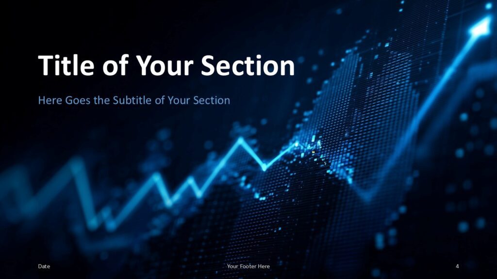 Analytics Pulse Section Slide Option 1 for PowerPoint & Google Slides Bold centered section title with a graph background, designed to introduce new topics in PowerPoint and Google Slides presentations.