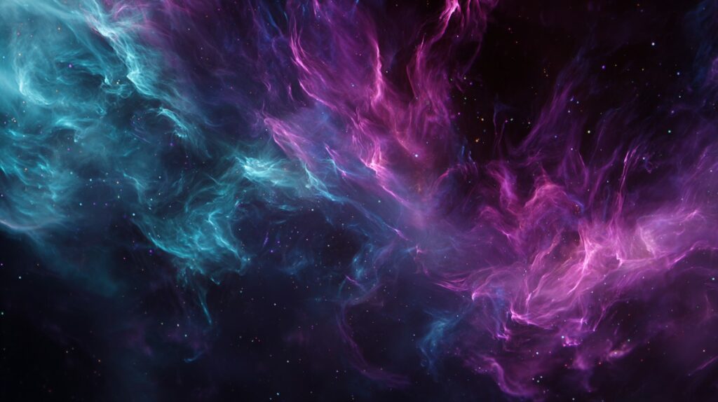 Vibrant purple, blue, and pink cosmic nebula in deep space, perfect for sci-fi, astronomy, and artistic backgrounds.