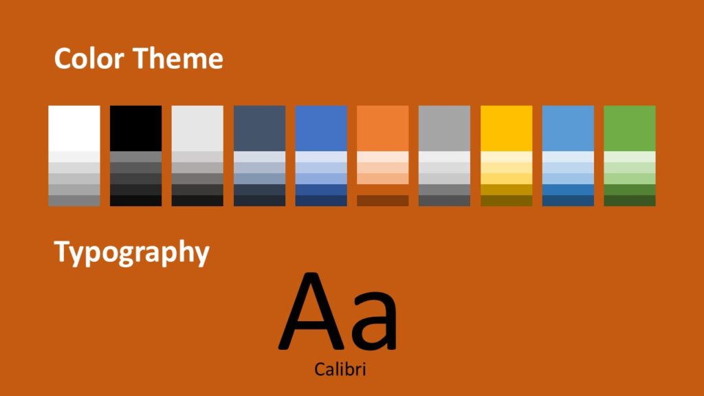 Halloween Night Lights Template Color Palette and Fonts Preview Preview slide displaying the Halloween Night Lights Template's warm gold and black palette with matching fonts and styles.