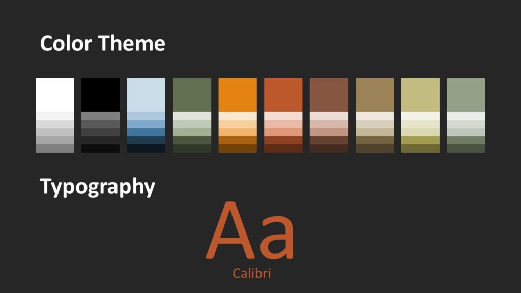 Spooky Cookies Template Color Palette and Fonts Preview Visual preview of the Spooky Cookies Template’s orange, black, and white color palette with built-in font styles for PowerPoint and Google Slides.