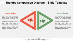 A preview of the Thumbs Comparison Diagram for PowerPoint and Google Slides using a light background to contrast pros and cons visually.