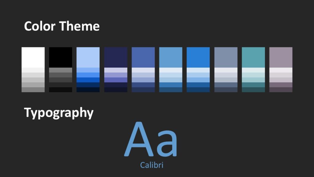 AI Vision Template Color Palette and Fonts Preview Preview slide showing the font styles and color palette of the AI Vision Template, designed for PowerPoint and Google Slides.