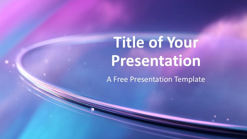 Celestial Halo Cover Slide for PowerPoint & Google Slides Glowing arc and halo effect over a purple-pink gradient with right-aligned title layout for PowerPoint and Google Slides.