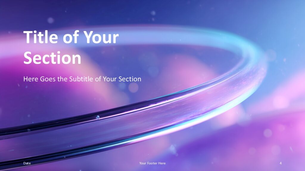 Celestial Halo Section Slide Option 1 for PowerPoint & Google Slides Light-background section divider with curved halo arc and left-aligned section title for PowerPoint and Google Slides.