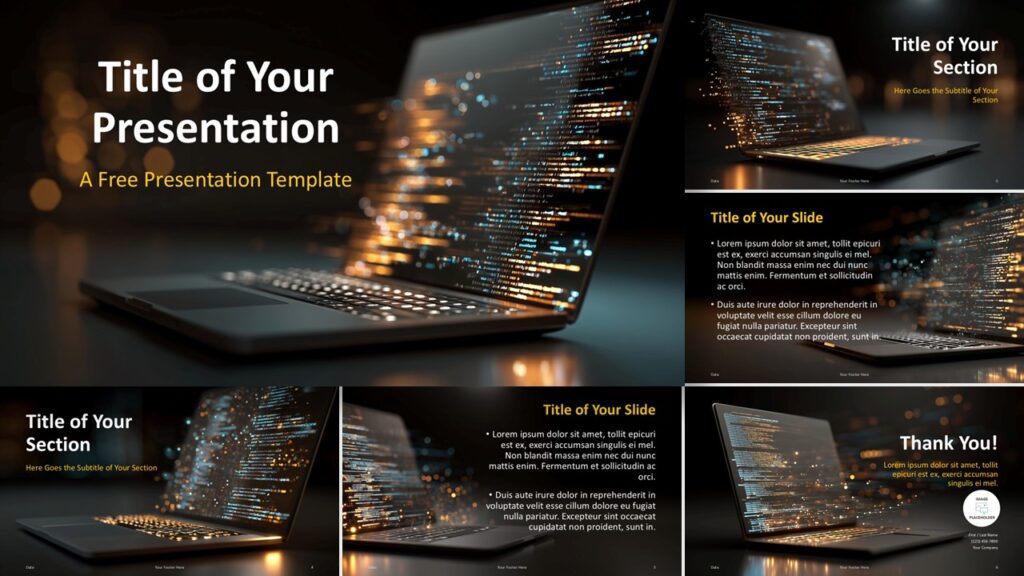 Full widescreen preview of the Digital Stream Template for PowerPoint and Google Slides showing a tech-inspired slide layout.