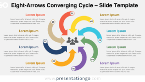 Free Eight-Arrows Converging Cycle Google Slides and PowerPoint diagram featuring 8 arrows on a light background converging toward the center.