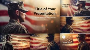 Full widescreen preview of the Military Honor Template for PowerPoint and Google Slides featuring solemn imagery and clear layout styles.