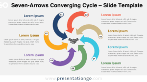 Free Seven-Arrows Converging Cycle PowerPoint template for Google Slides featuring seven inward arrows on a light background with central icon.