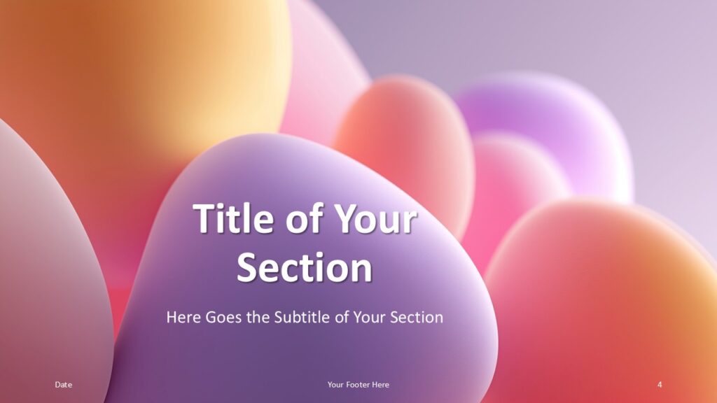 Soft Dreamy Bubbles Section Slide Option 1 for PowerPoint & Google Slides Section break slide with bold center-aligned title, pastel bubble foreground, and clean layout for new presentation chapters.