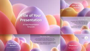 Widescreen preview of the Soft Dreamy Bubbles Template for PowerPoint and Google Slides, with pastel 3D shapes and a clean layout.