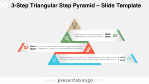 Minimal 3-step triangular pyramid on a light background for PowerPoint and Google Slides, illustrating workflow or hierarchy.