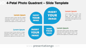 Clean light background version of the 4-Petal Photo Quadrant Diagram with vivid colors and image placeholders for PowerPoint and Google Slides.