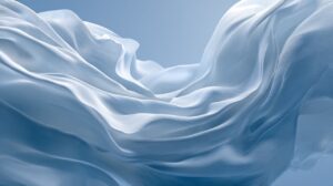 Hyperrealistic macro image of soft, flowing translucent fabric in blue tones, ideal for abstract, elegant, and serene backgrounds.