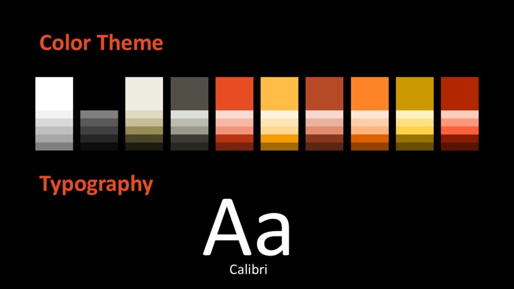 Halloween Night Template Colors and Fonts for PowerPoint and Google Slides Color palette and typography preview of the Halloween Night Template for PowerPoint and Google Slides showing orange and black tones.