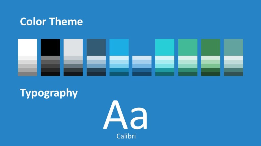 Mind Puzzle Template Colors and Fonts for PowerPoint and Google Slides Color palette and Calibri font preview from the Mind Puzzle Template optimized for PowerPoint and Google Slides design consistency.