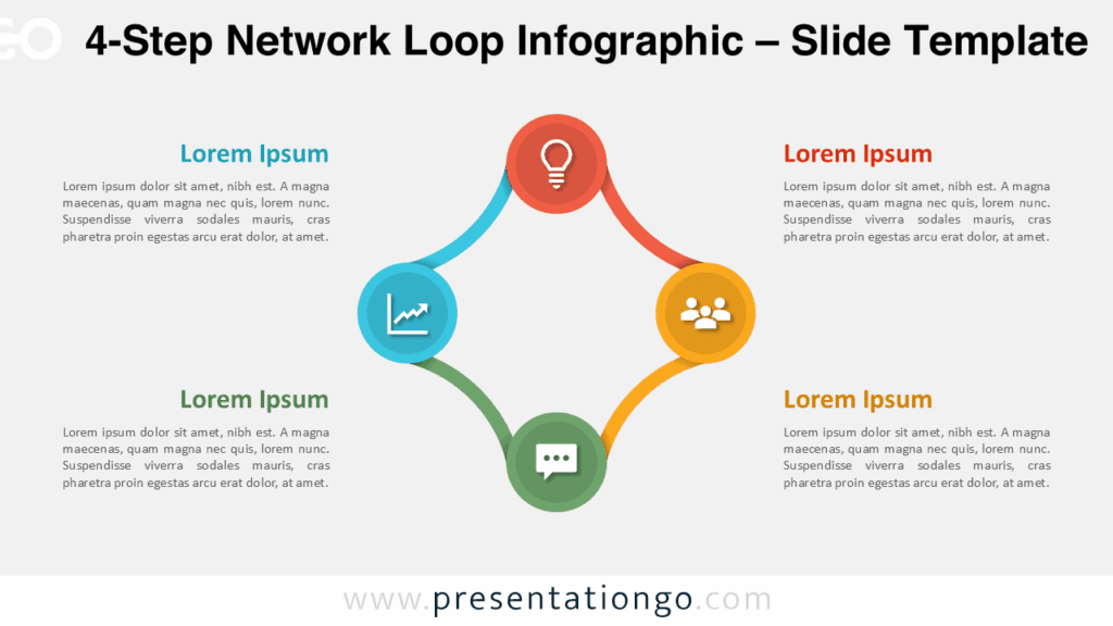 4-step circular loop design for PowerPoint presentation slides