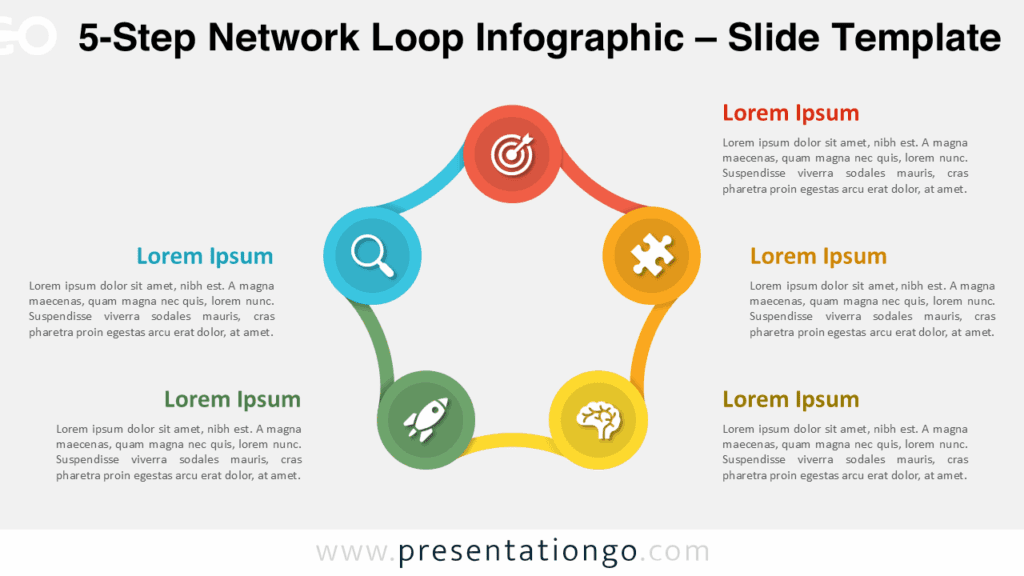 Professional 5-Step Loop Diagram for PowerPoint and Google Slides 5-step circular process diagram for PowerPoint presentation slides