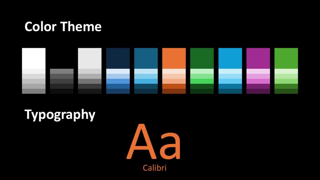 Rays of Faith Color Palette and Fonts Preview Slide displaying the Rays of Faith color palette and typography featuring warm gold, deep blue, and elegant Calibri font pairing.