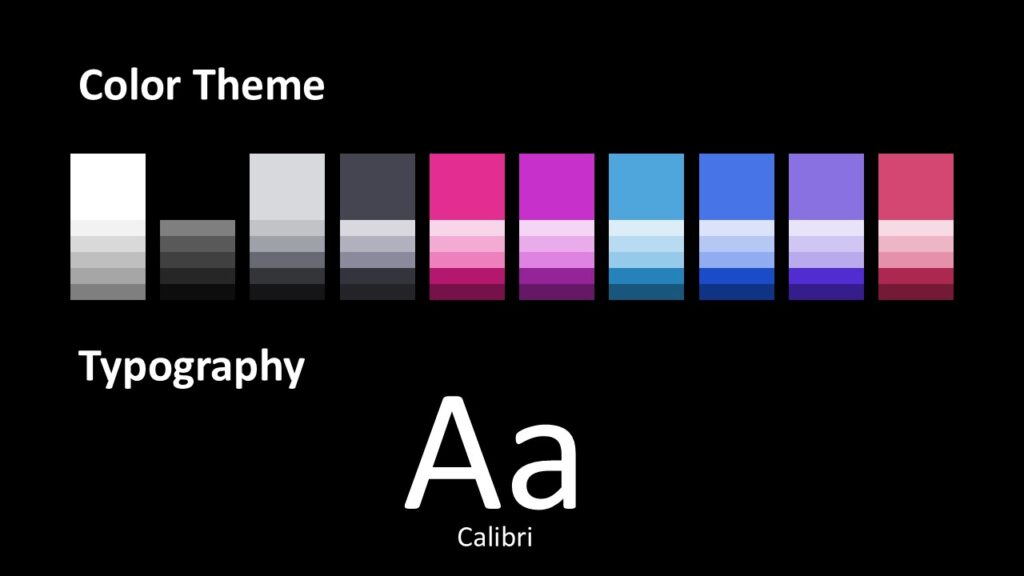Aurora Stream Colors and Fonts Aurora Stream color palette and typography slide displaying gradient theme colors and font style for consistent PowerPoint and Google Slides branding.