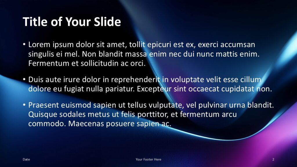 Aurora Stream Title Content Layout 1 Aurora Stream title and content slide option featuring clean typography and bright gradients suitable for PowerPoint and Google Slides presentations.