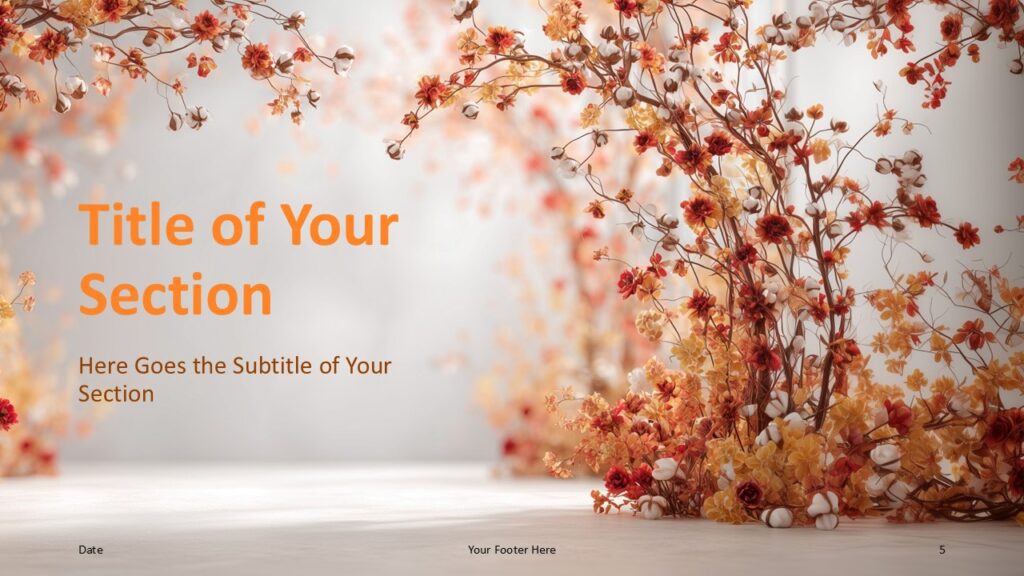 Fall Garden Arch Section 2 – PowerPoint & Google Slides Mirrored section divider for PowerPoint and Google Slides, refined spacing and contrasting title color.