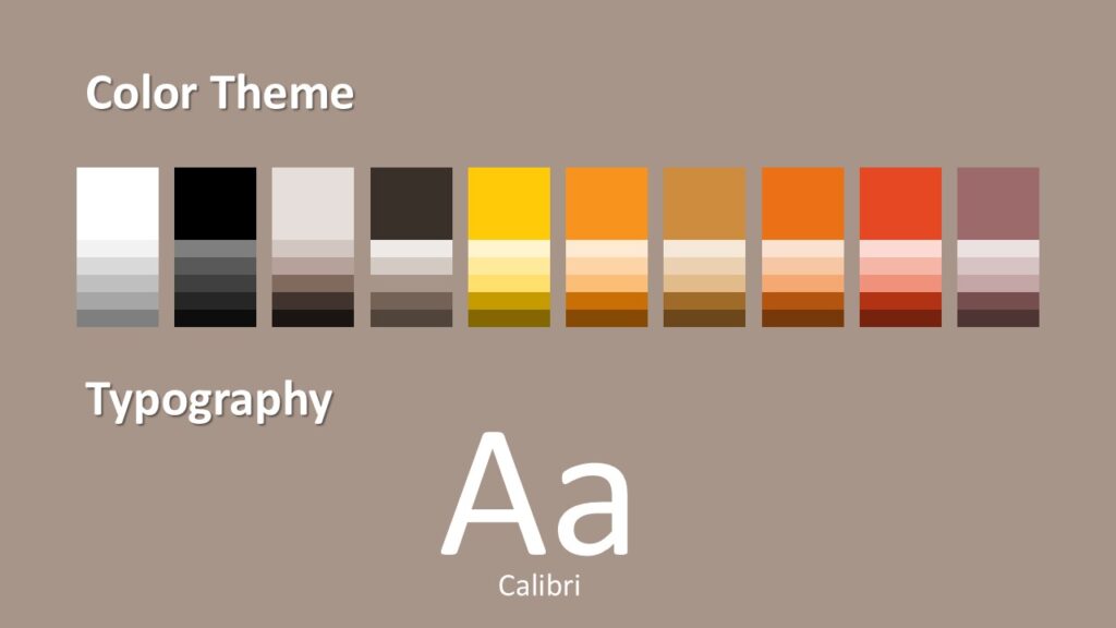 Global Warming PowerPoint and Google Slides Template – Colors and Fonts Color palette and font reference for the Global Warming PowerPoint and Google Slides template featuring natural browns and clean typography.