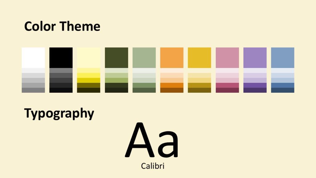 Golden Satin Silk Colors and Fonts Color theme and typography slide from the Golden Satin Silk template for PowerPoint and Google Slides showing palette options and font style samples.