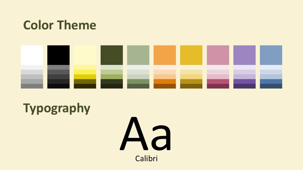 Herbal Tea Serenity Colors and Fonts Color palette and font options from the Herbal Tea Serenity template for PowerPoint and Google Slides highlighting warm beige tones and natural design elements.