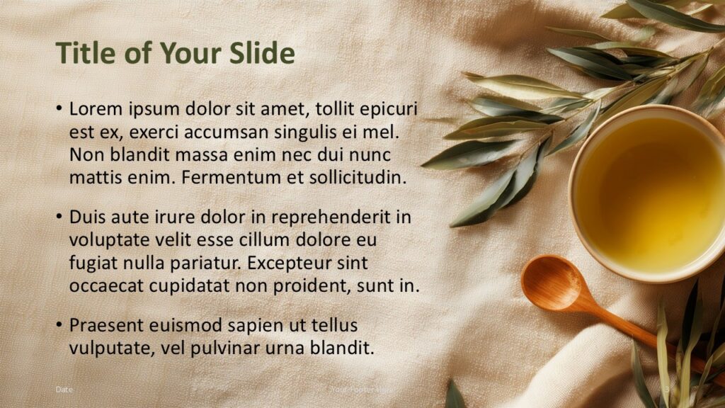 Herbal Tea Serenity Content Layout Alternate title and content slide from the Herbal Tea Serenity template for PowerPoint and Google Slides using warm textures and natural tea-inspired visuals.