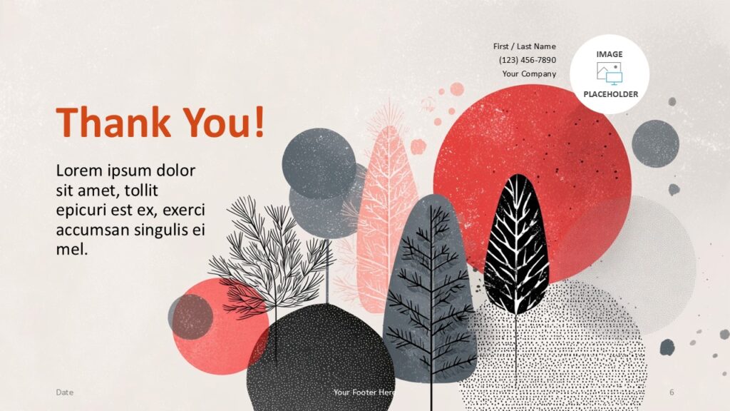 Nordic Winter Forest Thank You Slide Thank you slide from the Nordic Winter Forest template with soft winter textures, stylized trees, and editable contact placeholders for PowerPoint and Google Slides.