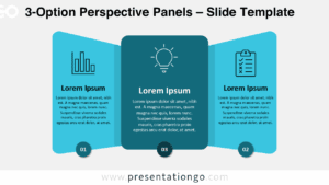 blue 3-option perspective panels layout for PowerPoint slides