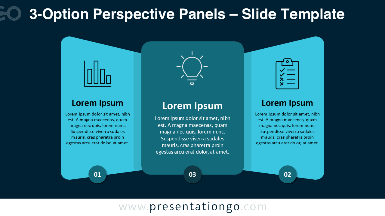 3-Option Perspective Panels for PowerPoint & Google Slides