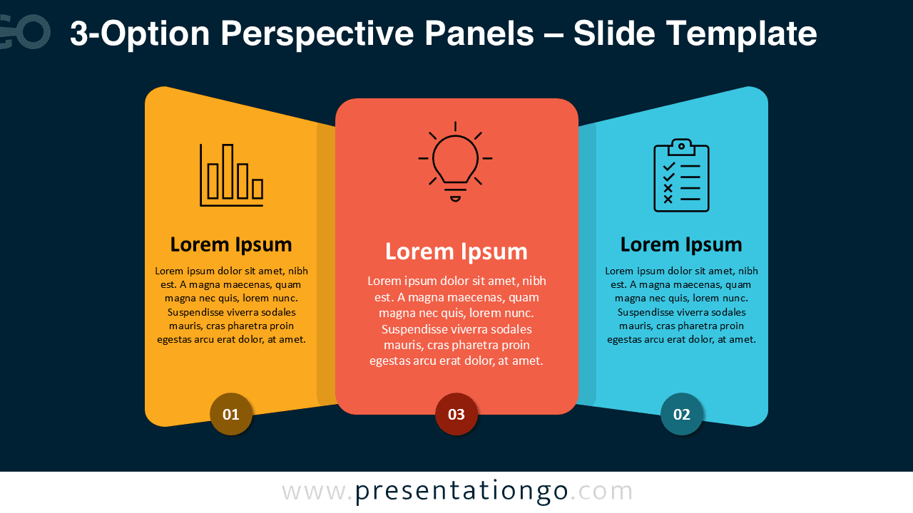 3-Option Perspective Panels for PowerPoint & Google Slides