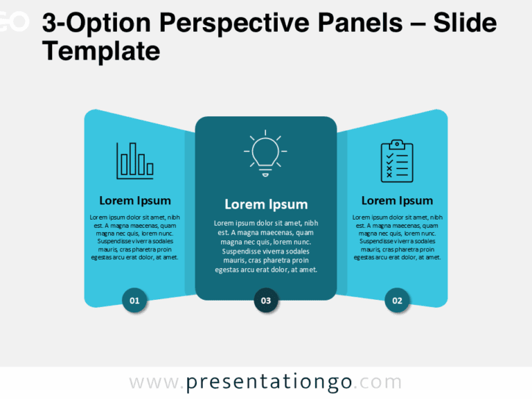 3-Option Perspective Panels for PowerPoint & Google Slides