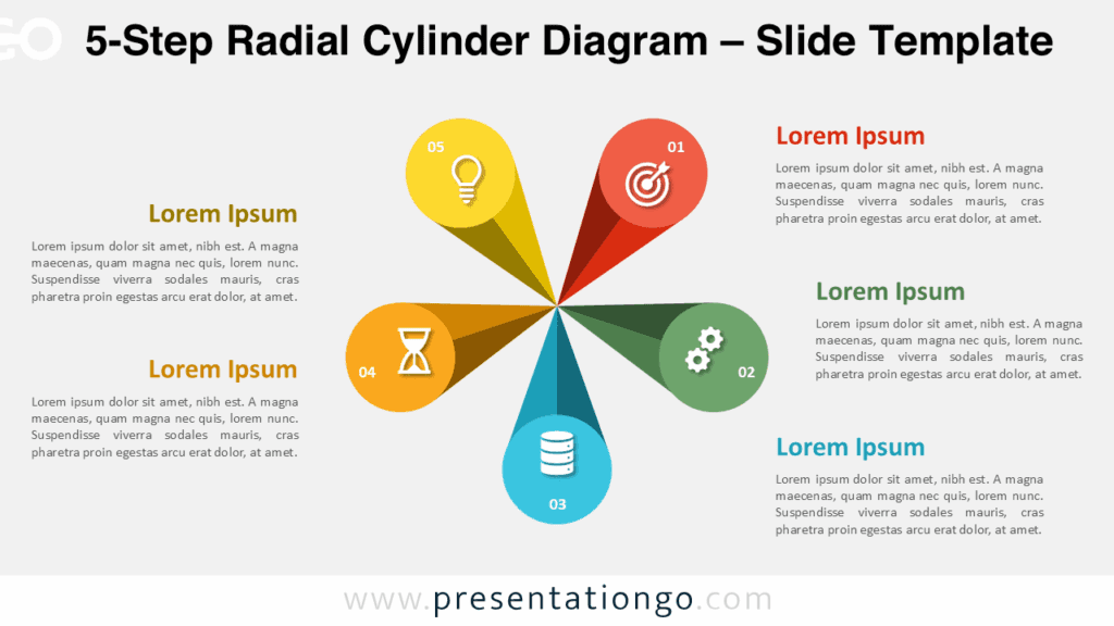 5-Step Radial Cylinder Diagram for PowerPoint & Google Slides
