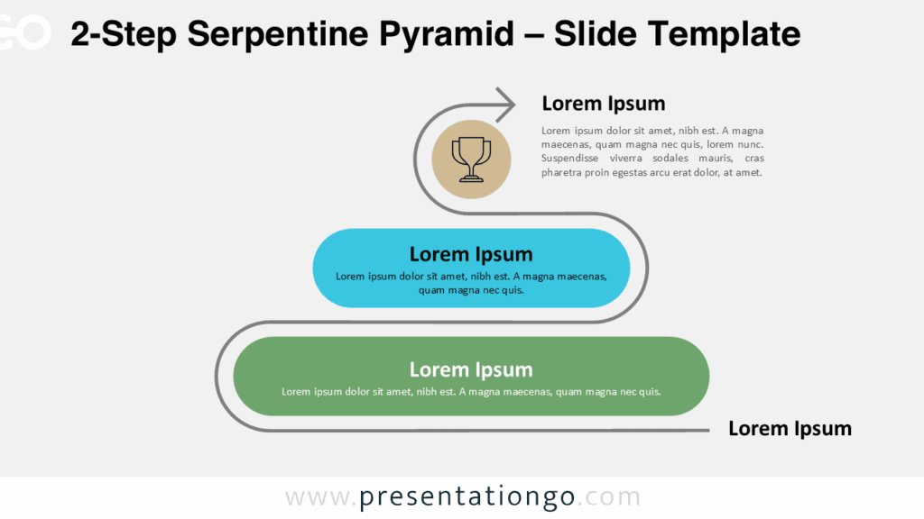Two rounded steps on serpentine track diagram for PowerPoint