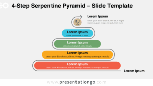 Four stacked steps on serpentine track diagram for PowerPoint