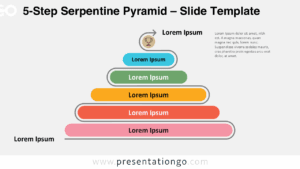 Five rounded stages on serpentine track diagram for PowerPoint